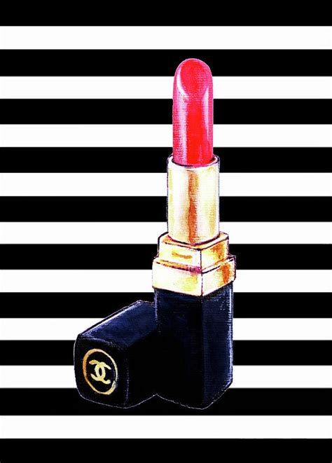 Chanel Red Lipstick Painting By Del Art