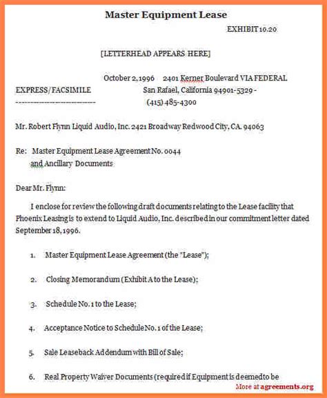 equipment rental lease agreement template purchase