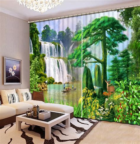 Custom 3d Curtains For Living Room Kitchen Waterfall Landscape 3d