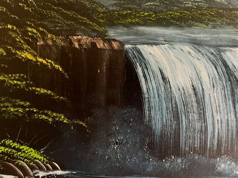 Bob Ross Style Original Landscape Oil Painting Blue Ridge Falls 16x20