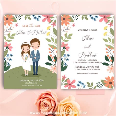 Create Cartoon Wedding Invitations Online Elly Invitation Card