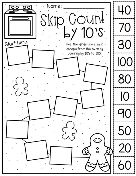 Gingerbread Skip Counting By 10s Kindergarten Activities