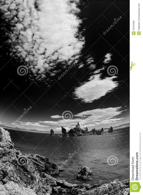 Mono Lake In Black And White Stock Photo Image Of Lakes Reflection