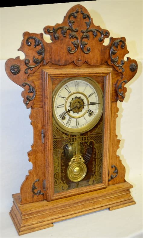 Antique Seth Thomas Oak Metal Series Kitchen Clock With Alar