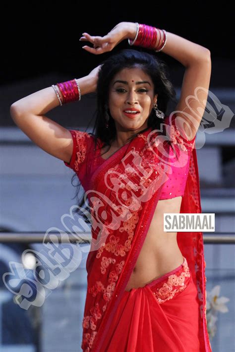 Shriya Saran Sexy Red Saree Navel Exposed In Pavithra Movie Celebs