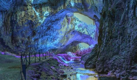 Mystical Cave In Bright Fantastic Colors Stock Photo Image Of Foliage