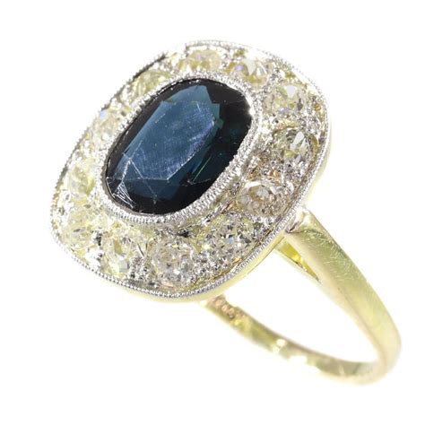A ring shopping experience like no other! Vintage Diamond and Sapphire Engagement Ring, 1940s For Sale at 1stdibs