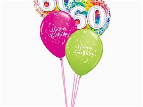 Order & send birthday flowers with a funky helium balloon for uk wide delivery. 60th Birthday Flowers and Balloons Confetti 60th Birthday ...