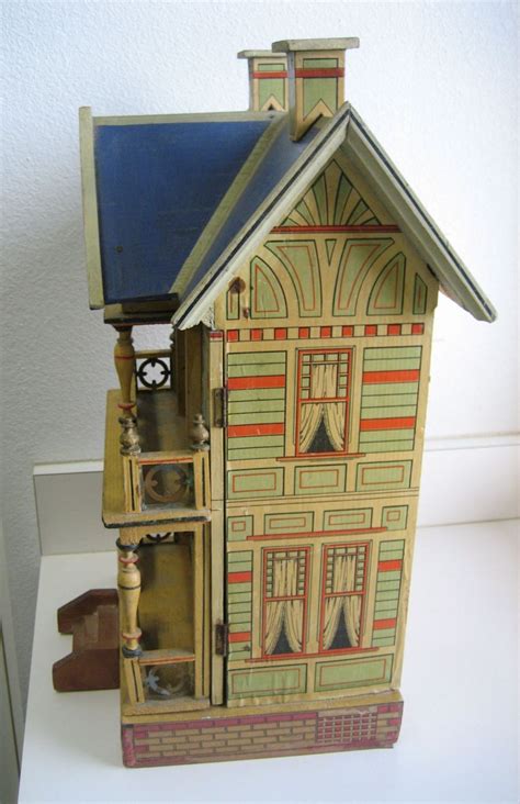 See more ideas about doll house, antique dollhouse, dollhouse dolls. Antique GOTTSCHALK Blue Roof small Dollhouse.. | Blue roof ...