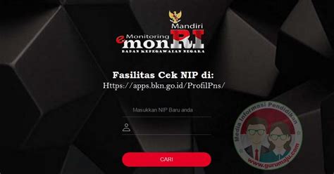 Untuk mengecek data profil pns, terutama nip dan pangkat anda bisa melihat di situs resmi bkn yaitu apps.bkn.go.id. CARA CEK KENAIKAN PANGKAT PNS di Laman Baru BKN https://apps.bkn.go.id/ - GURU MAJU