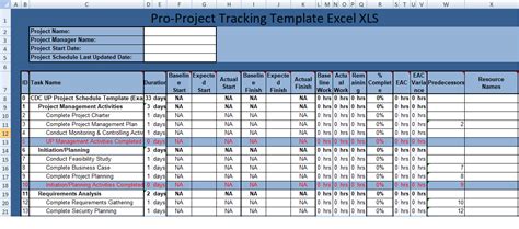 Get Pro Project Tracking Template Excel Xls Project