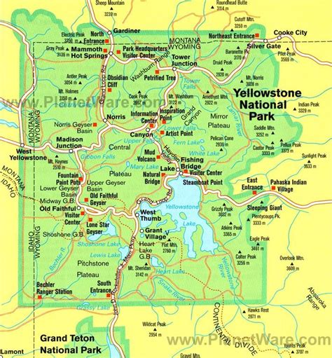 Yellowstone National Park South Entrance Map London Top Attractions Map