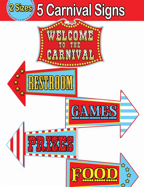 Editable Free Printable Carnival Directional Signs

