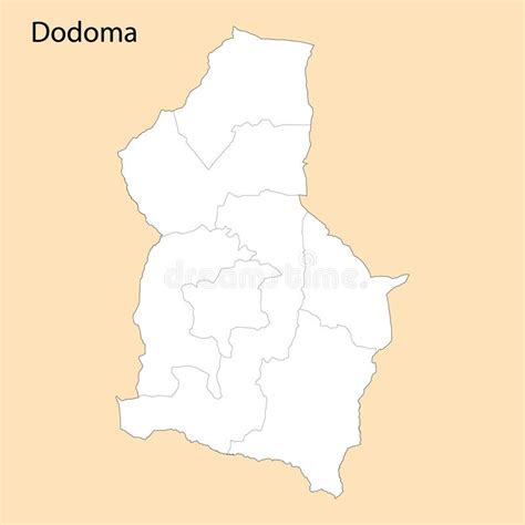 High Quality Map Of Dodoma Is A Region Of Tanzania Stock Vector