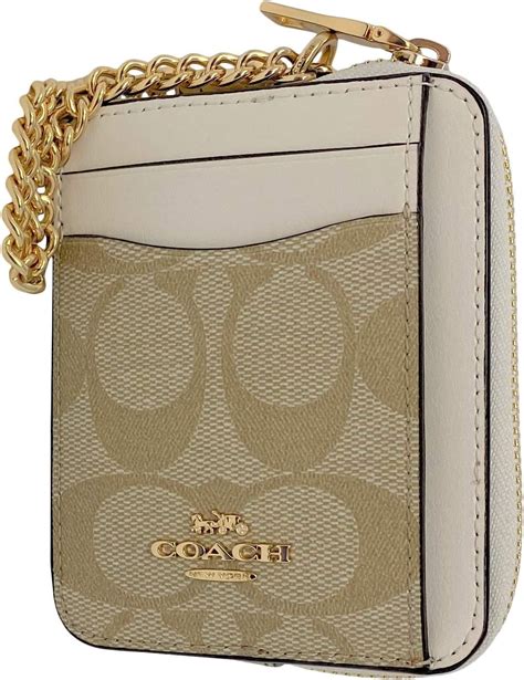 Coach Zip Card Case Khaki Chalk Style No C0058 Light Brown Card Case