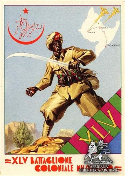45th Colonial Battalion Propaganda Posters Historical Armor Italian