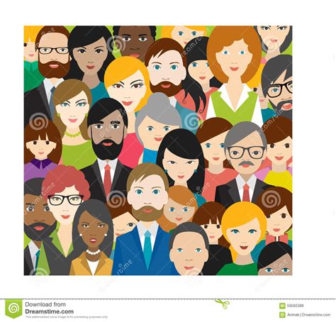 Flat Multicultural People Heads Patter Stock Vector Illustration Of