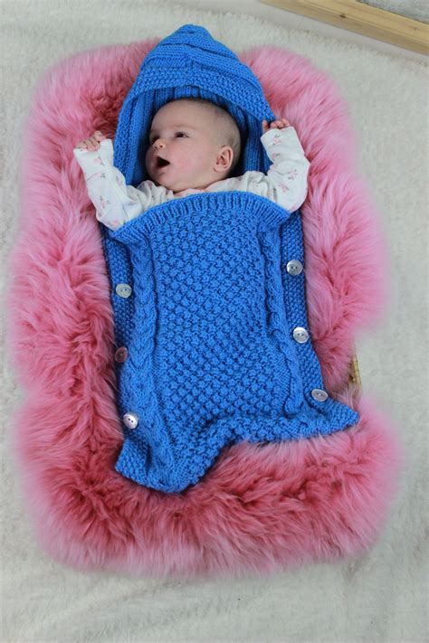Knitting Pattern Baby Sleeping Bag Bunting With Hood Etsy Baby