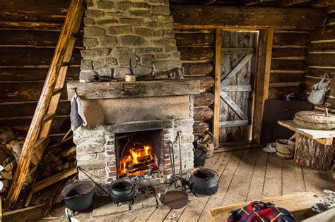 Nineteenth Century Log Cabin Interior Stock Photo Download Image Now