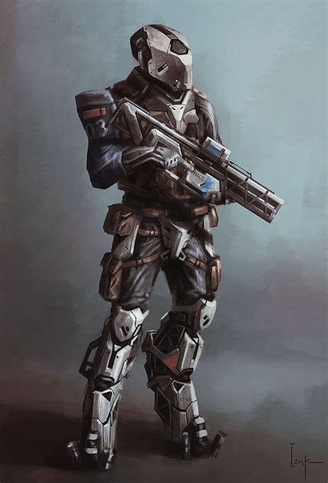 Future Military Armor Suits Future Warrior Character Man With Gun