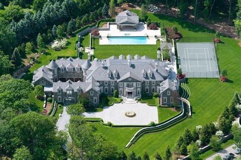 Aerial View Of 1 Frick Drive Stone Mansion Mansions Mega Mansions