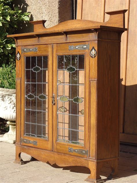 Skip to main search results. Arts & Crafts Oak Two Door Glazed Bookcase - Antiques ...