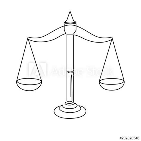 Justice Scales Continuous One Line Drawing Weight Balance Symbol