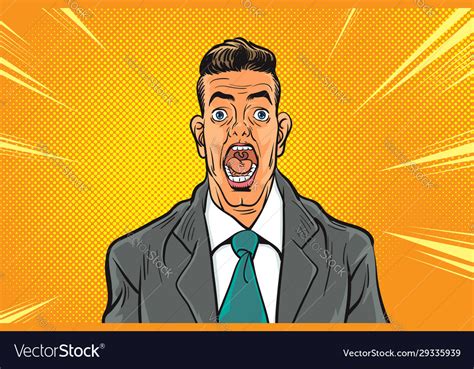 Businessman Screams In Horror Isolated On White Vector Image