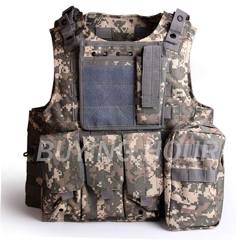 Us Army Military Molle Combat Tactical Vest W Plate Carrier Adjustable
