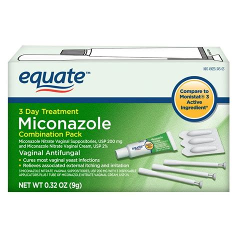 Equate Miconazole 3 Day Vaginal Cream Treatment Combination Pack