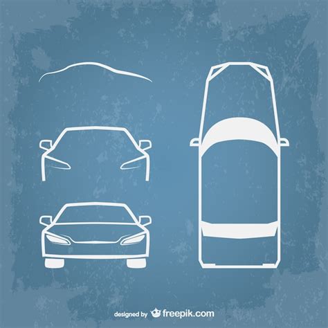 Sketched White Car Free Vector