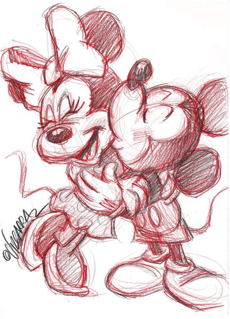 Mickey Mouse Kissing Minnie Original Sketch Joan Catawiki