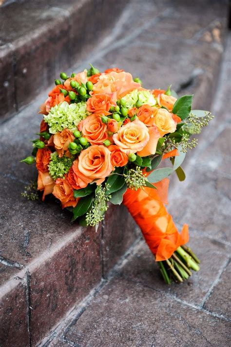 Obsessed With This Bouquet Orange Roses And Green