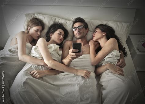 Man Sleeping With Three Girls Stock Photo Adobe Stock