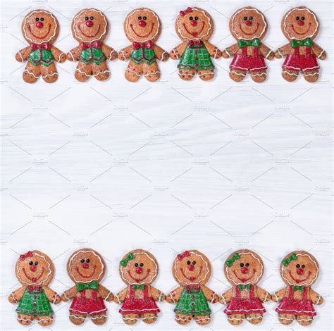 Gingerbread Xmas Cookie Borders High Quality Holiday Stock Photos
