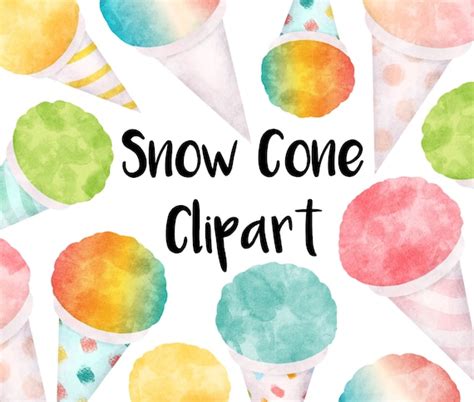 Snow Cone Watercolor Clipart Instant Download Snow Cones Etsy Canada