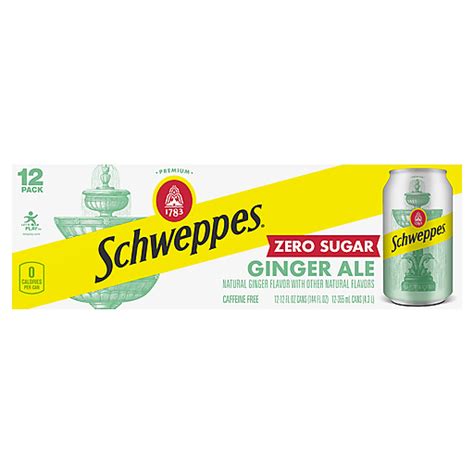 Schweppes Zero Sugar Ginger Ale Soda 12 Fl Oz Cans 12 Pack Ginger