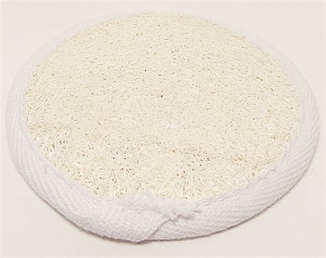 Natural Loofah Fiber Exfoliating Facial Pad Is Round With Terry Cloth