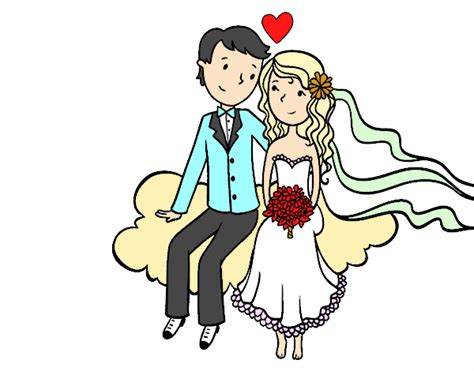 Sposi e matrimonio, vignette sul matrimonio e sugli sposi, vignette umoristiche e divertenti, meme o post da pubblicare su facebook, con frasi sagge o buffe, sposini e sposi anziani Disegno Sposi in una nuvola colorato da Utente non ...