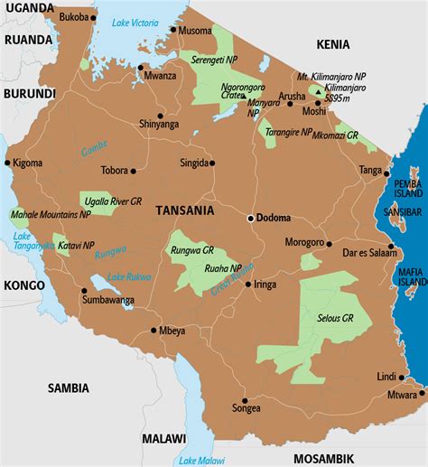 Tansania Karte Tansania Объединённая респу́блика танза́ния суахили