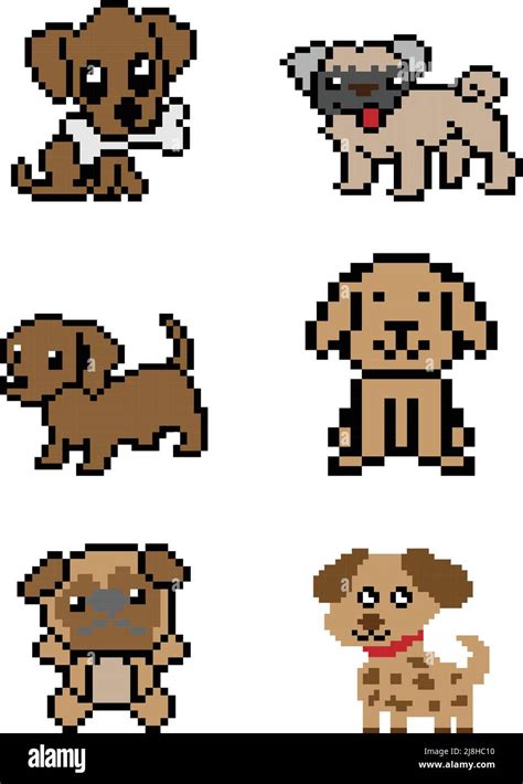 Dog Set Vector Illustration Dog Pixel Art Stock Vector Image And Art Alamy