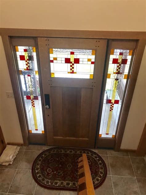Classic Craftsman Mission Stained Glass Door And Sidelites