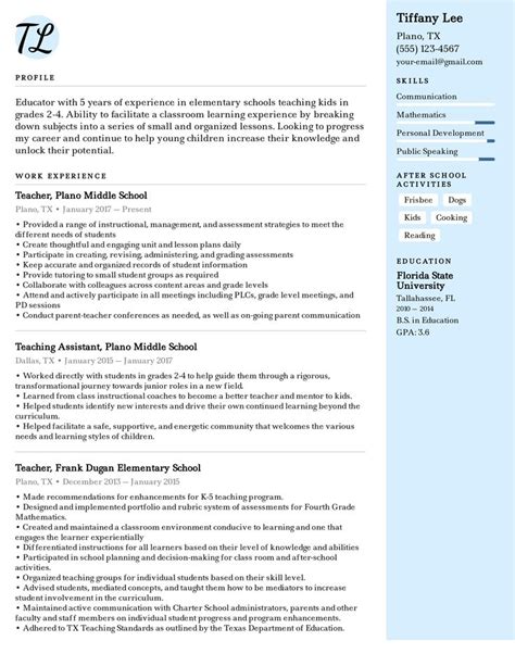 15 Sample Resume For Elementary Teachers With Experience