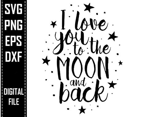 I Love You To The Moon And Back Art Text Design Logo Vector Etsy