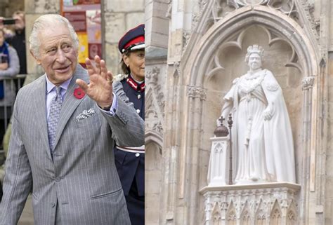 King Charles Iii Unveils Statue Of Queen Elizabeth Ii At York Minster