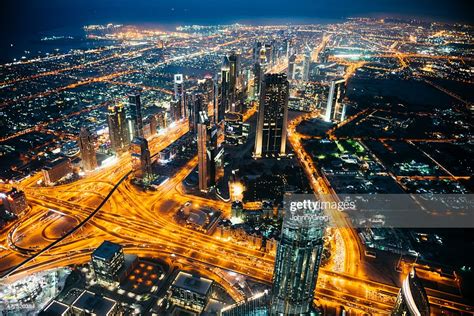 Dubai Aerial View At Night High Res Stock Photo Getty Images