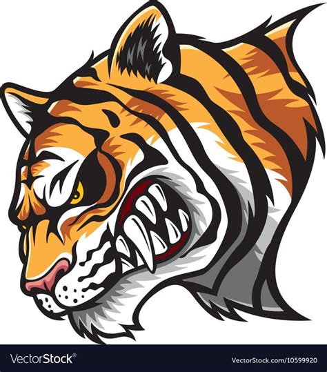 Angry Tiger Head Vector Image On Vectorstock Angry Tiger Tiger Art