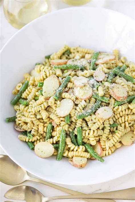Pesto Pasta Salad With Potatoes And Green Beans How To Feed A Loon