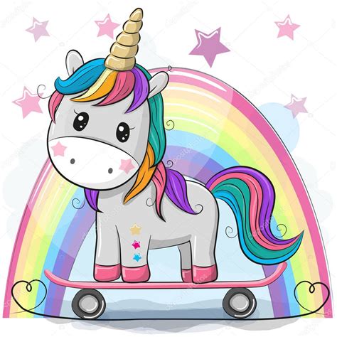 Sonriendo., Velocidad, Cutie., Patinaje, Unicornio Imagen Vectorial de