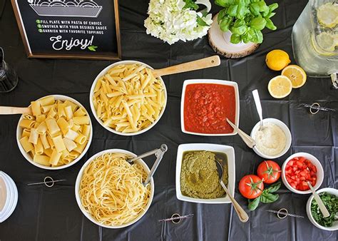 Get ready to host a fun and delicious dinner party at home with this easy italian pasta bar! Build Your Own Pasta Bar + Free Printables | Somewhat Simple